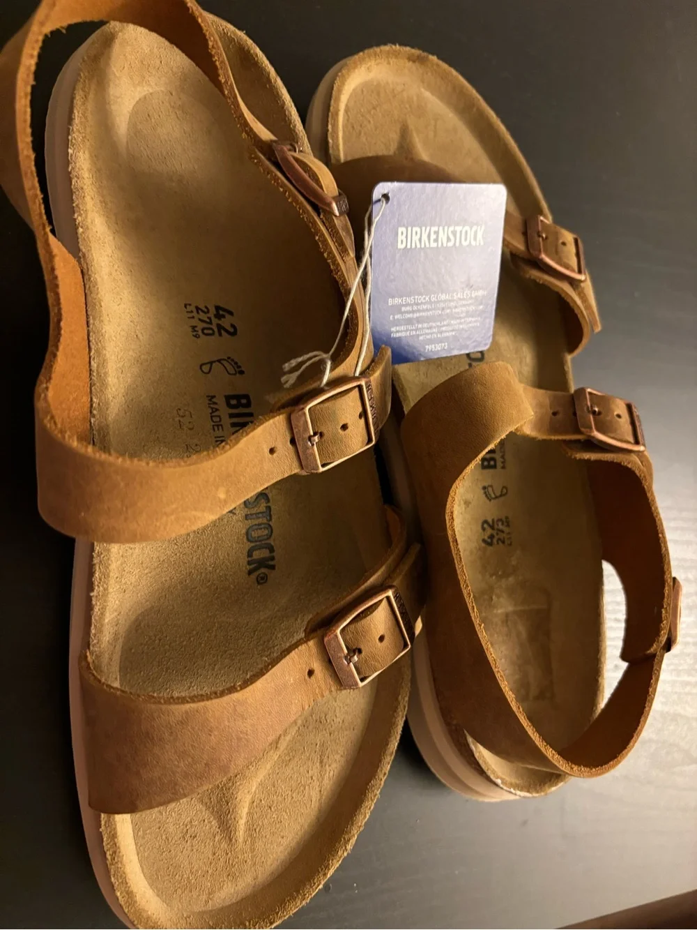 Birkenstock Sanora Oiled Leather Suede Adjustable Buckle Sandal size L11 M9